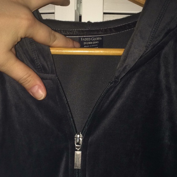 Blue-Gray Velour Zip-up Hoodie - Picture 3 of 4